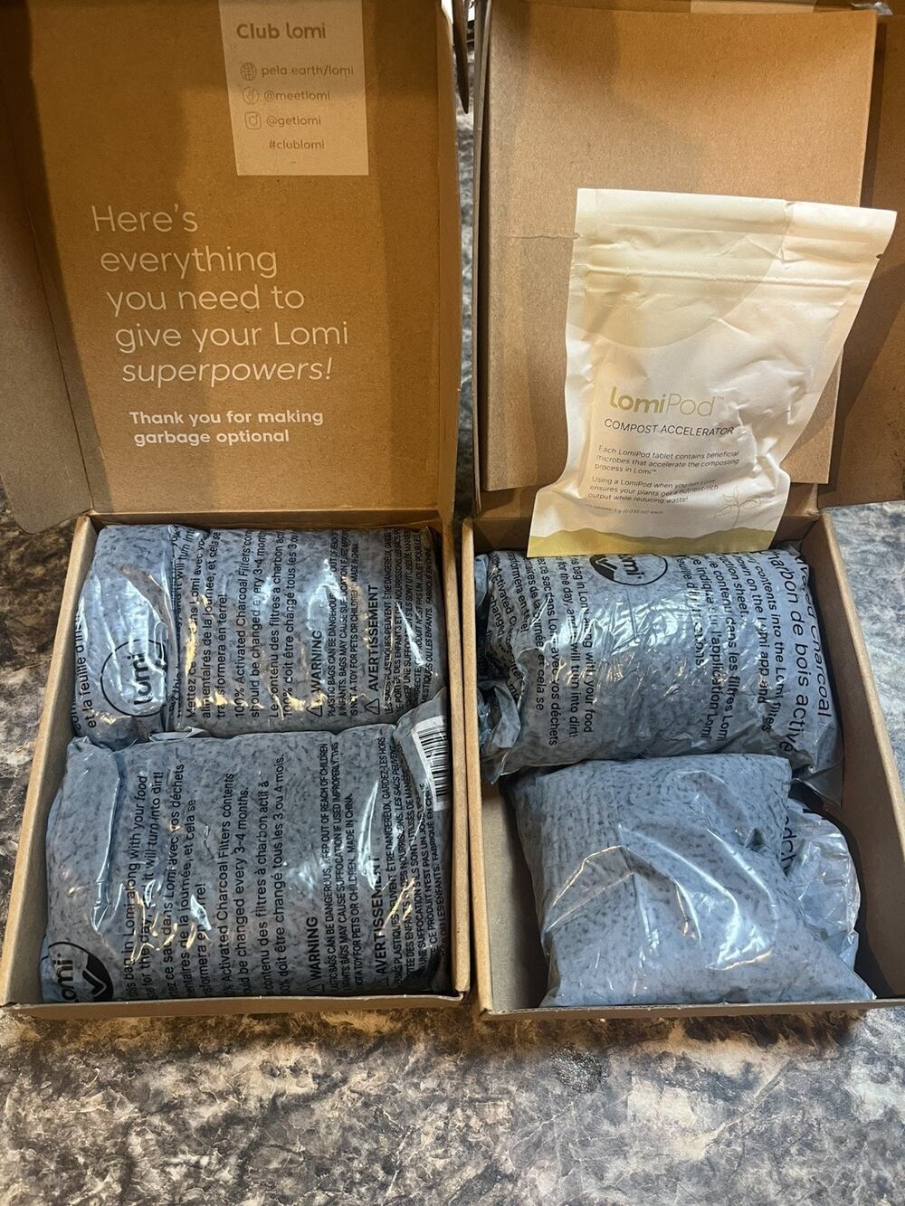 Lomi Composter Filter Refills Activated Charcoal Lot 4 + LomiPod Tablets